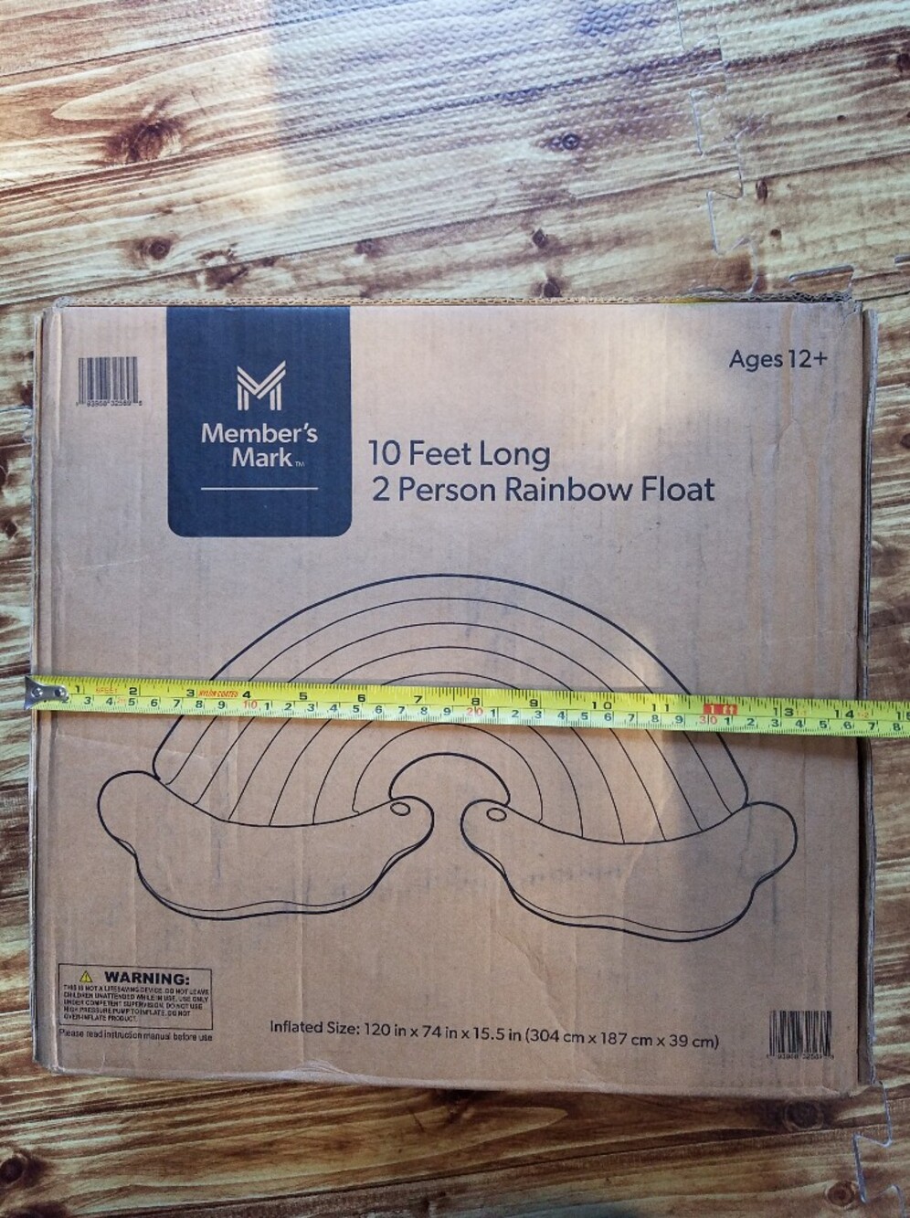 Member's Mark 2-Person Rainbow Pool Float Inflatable 10 Ft NIB Large Summer Lake - Picture 7 of 10